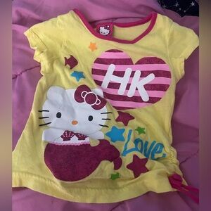 Hello Kitty Yellow Tee with Pink Trim and Magenta Print